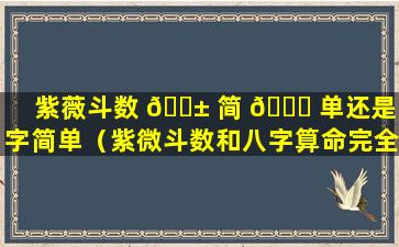 紫薇斗数 🐱 简 🐞 单还是八字简单（紫微斗数和八字算命完全不同信哪个）